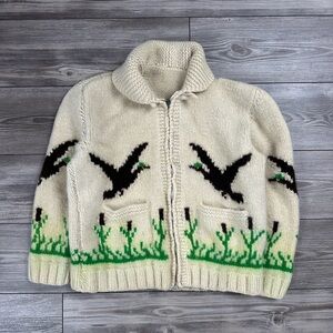 Vintage 60’s Cowichan Hand Knit Wool Duck Sweater